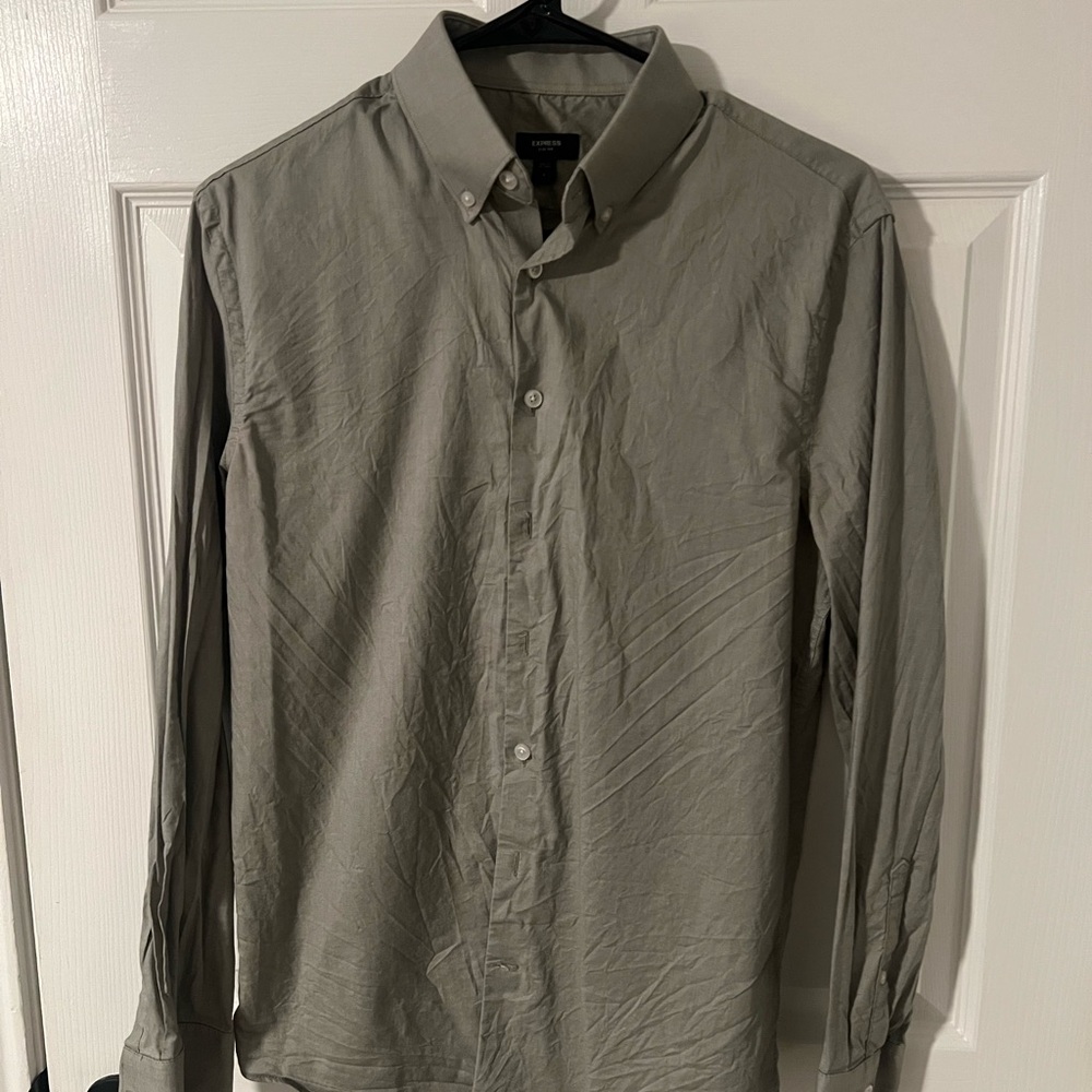 Express Green Casual Button Down Shirt